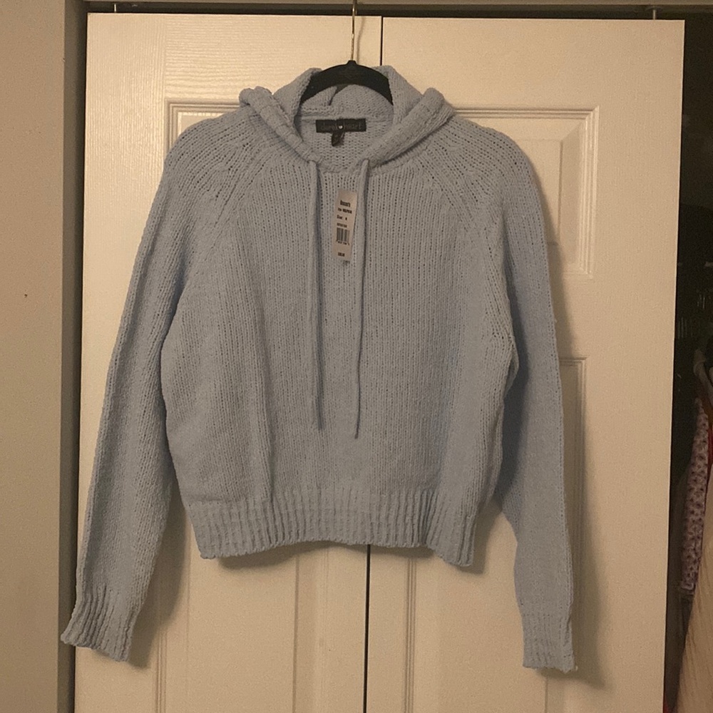 Never worn still with tags hooded sweater! Light blue
